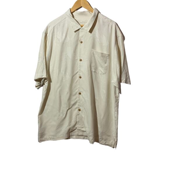 Tommy Bahama Silk Hawaiian Jacquard‎ Off-White Tropical Palm Leaves XL - Picture 3 of 7